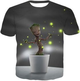 Super Amazing Baby Groot Favourite Guardian Cool Grey T-Shirt GOG058