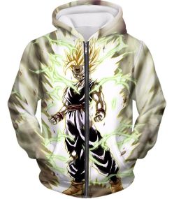 Dragon Ball Super Favourite Fighter Gohan Super Saiyan 2 Awesome Action White Zip Up Hoodie DBS061