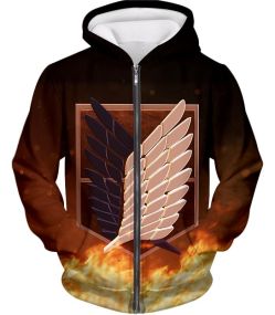 Attack on Titan The Brave Survey Corps Logo Zip Up Hoodie AOT008