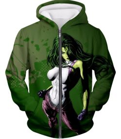 Super Hot She-Hulk Cool Green Zip Up Hoodie HU008