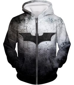 Peoples Justice Symbol Batman Logo Cool Scratched Grey Zip Up Hoodie BM083