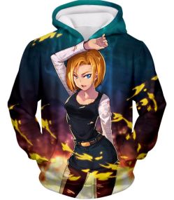 Dragon Ball Super Very Cute Fighter Android 18 Awesome Promo Anime Hoodie DBS087