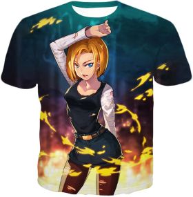Dragon Ball Super Very Cute Fighter Android 18 Awesome Promo Anime T-Shirt DBS087
