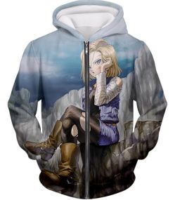 Dragon Ball Super Super Cute Android 18 Awesome Anime Graphic Zip Up Hoodie DBS088