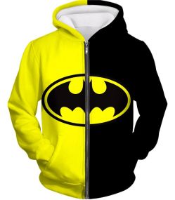 Super Cool Batman Logo Yellow Black Printed Zip Up Hoodie BM093