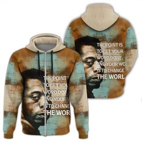 African Hoodie James Baldwin Quote Paint Mix Zip Hoodie