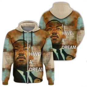African Hoodie Martin Luther King Jr Quote Paint Mix Zip Hoodie