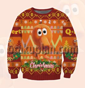 Arcade Q Bert 3D Printed Ugly Christmas Sweatshirt