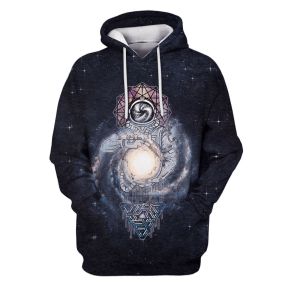Astronaut With The Planet In The Galaxy Background Hoodies