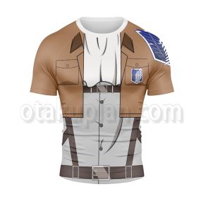 Attack On Titan Levi Cosplay Short Sleeve Compression Shirt