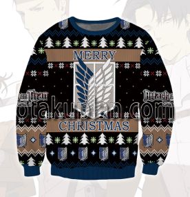 Attack on Titan Scout Regiment Survey Corps Erwin Smith 3D Printed Ugly Christmas Sweatshirt