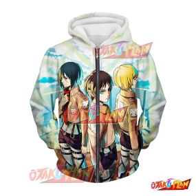 Attack on Titan Favourite Trio Cool Anime Zip Up Hoodie AOT261