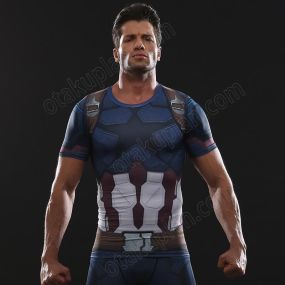 Avengers 3 Rogers Short Sleeve Compression Shirt For Men