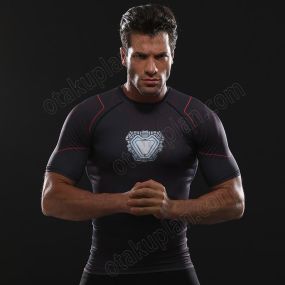 Avengers 3 Tony Stark Men Short Sleeve Compression Shirt