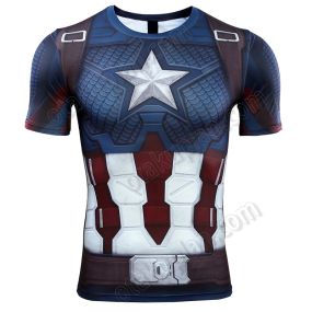 Avengers 4 Endgame Rogers Short Sleeve Compression Shirt For Men