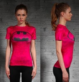 Batman Pink Classic Womens Short Sleeve Rash Guard