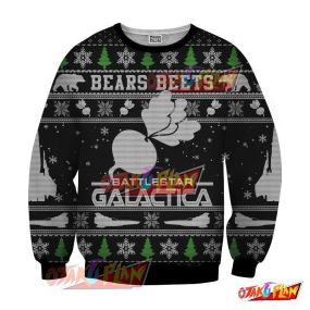 Bears Beets 3D Print Ugly Christmas Sweatshirt Black