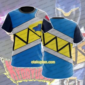 Zyuden Sentai Kyoryuger Beast Power Squadron Dinosaur Ranger Kyoryu Blue Cosplay T-shirt