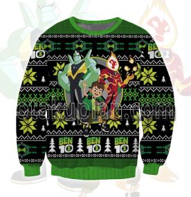 Ben 10 Green 3D Printed Ugly Christmas Sweatshirt