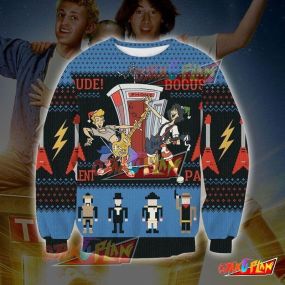 Bill & Ted's Excellent Adventure 3D Print Pattern Ugly Christmas Sweatshirt