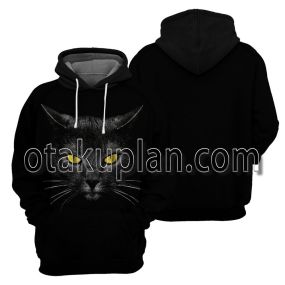 Black Cat 3D All Over Printed T-Shirt Hoodie 1