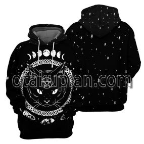 Black Cat Sun And Moon 3D All Over Printed T-Shirt Hoodie