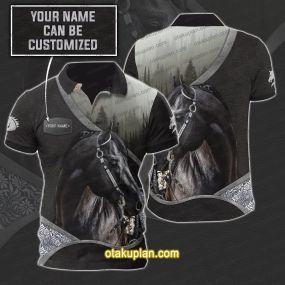 Black Horse Custom Name Polo Shirt