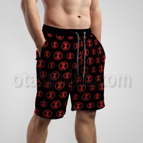 Black Widow Black and Red Beach Shorts