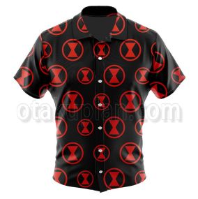 Black Widow Black and Red Button Up Hawaiian Shirt