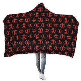 Black Widow Black and Red Hooded Blanket