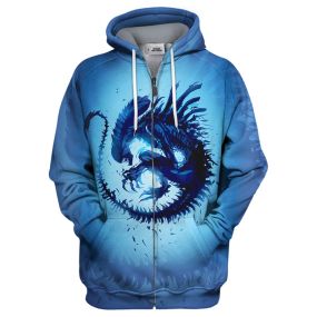 Blue Alien all over print Hoodie / T-Shirt