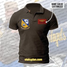 Blue Angels Custom Name Brown Polo Shirt
