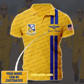 Blue Angels Yellow Flight Custom Name Polo Shirt