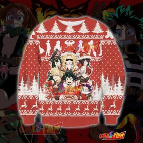 Boku No HeroKnitting Pattern 3D Print Ugly Christmas Sweatshirt