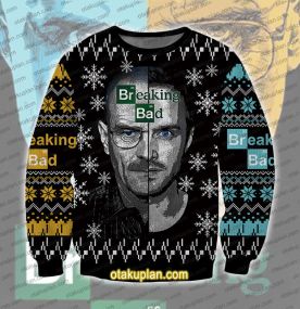 Breaking Bad Blue and Yellow 3D Printed Ugly Christmas Sweatshirt