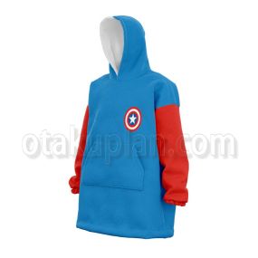 Captain America Star Shield Classic Blue and Red Snug Oversized Blanket Hoodie