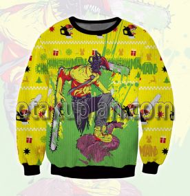 Chainsaw Man Yellow 3D Printed Ugly Christmas Sweatshirt