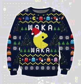 Christmas Arcade Pac Man 3D Printed Ugly Christmas Sweatshirt