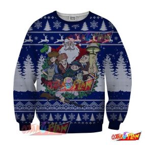 Christmas New Year Winter Story 3D Print Ugly Christmas Sweatshirt Navy