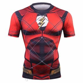 Comic Barry Allen Short Sleeves Compression Shirt For Men