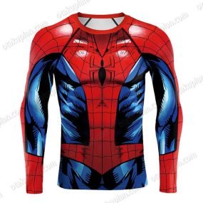 Comic Style Parker Long Sleeve Compression Shirt For Men