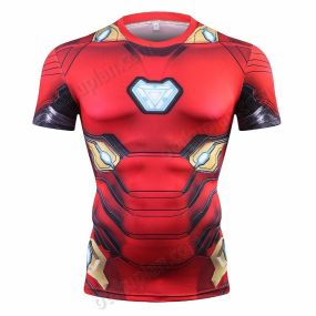 Comic Tony Stark Short Sleeve Compression Shirt For Men