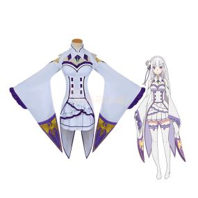 Anime ReZero Starting Life in Another World Emilia Cosplay Costume