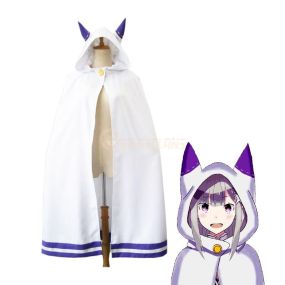Anime ReZero Starting Life in Another World Emilia Cloak Cosplay Costume
