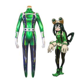 Anime MHA Tsuyu Asui Frog Combat Jumpsuit Cosplay Costume