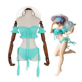 Anime ReZero Starting Life in Another World Rem Beach Swimsuit Cosplay Costume