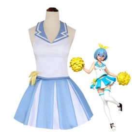 Anime ReZero Starting Life in Another World Rem Cheerleader Suit Cosplay Costume