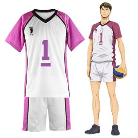 Anime Haikyuu Shiratorizawa Academy Ushijima Wakatoshi T-Shirt Uniform Cosplay Costume