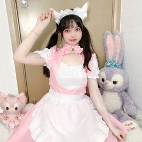 Pink Cat French Maid Outfit Plus Size Dress Sissy Cute Lolita Fancy Dress Cosplay Costume
