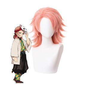 Anime Demon Slayer Sabito Orange Pink Cosplay Wigs